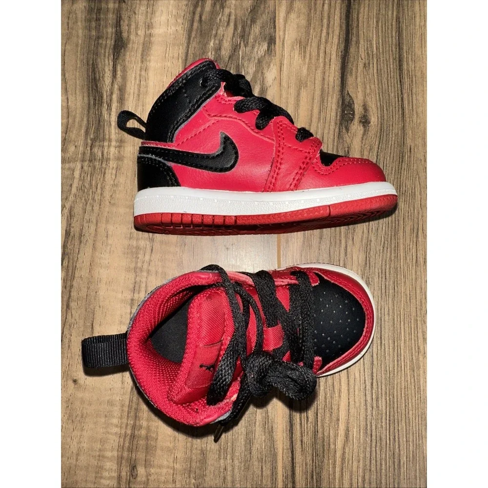 Toddler Nike Air Jordan 1 Mid Athletic Shoes 'Reverse Bred' 640735 660 - Size 4C